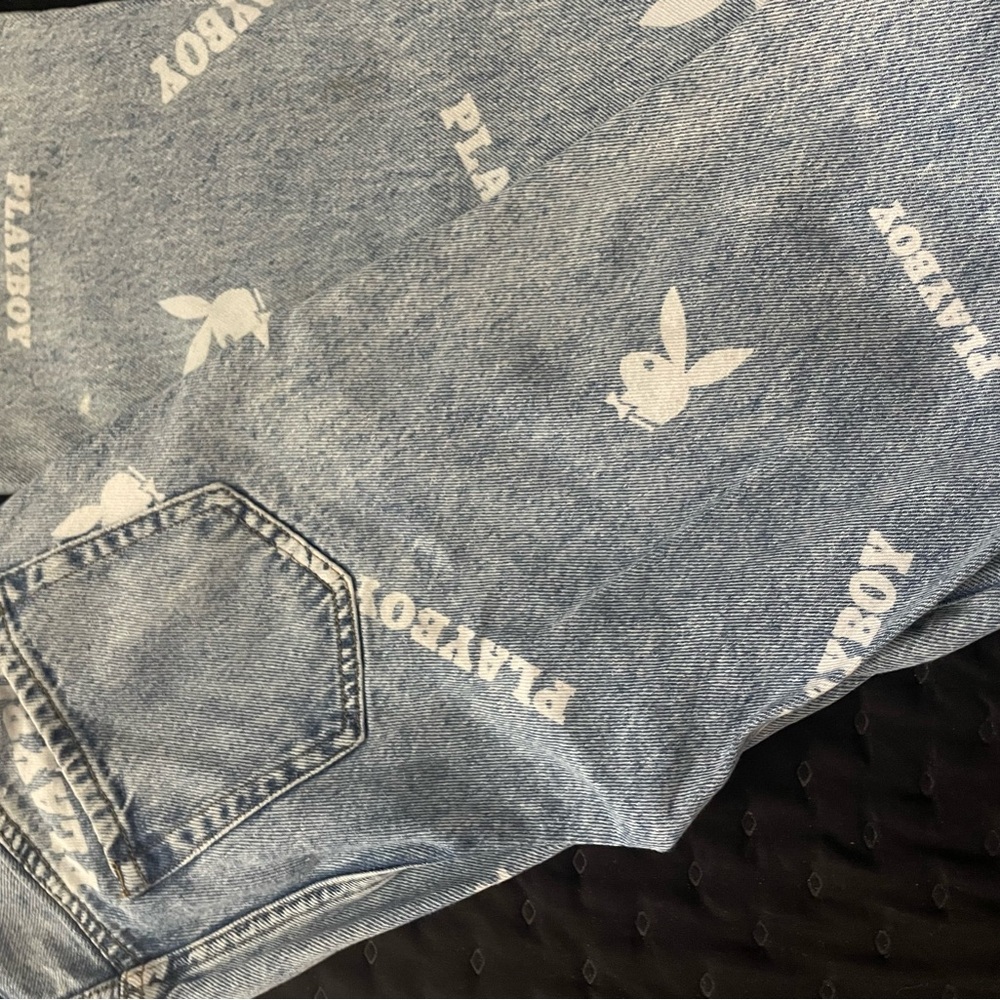 PLAYBOY Blue and White Straight Leg Jeans